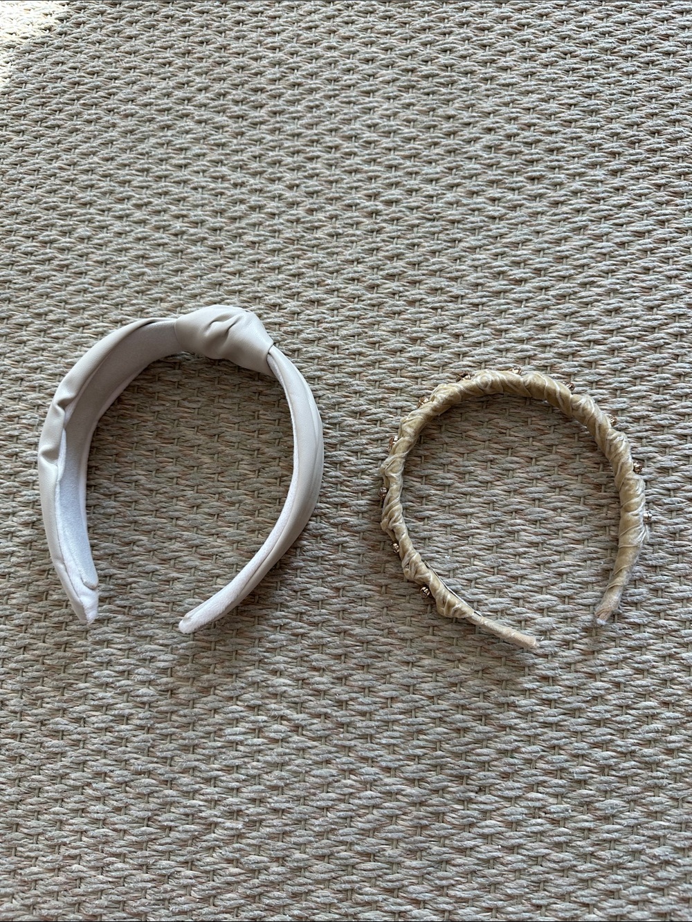 Kids Neutral Headband Duo — Cream Padded & Natural Straw